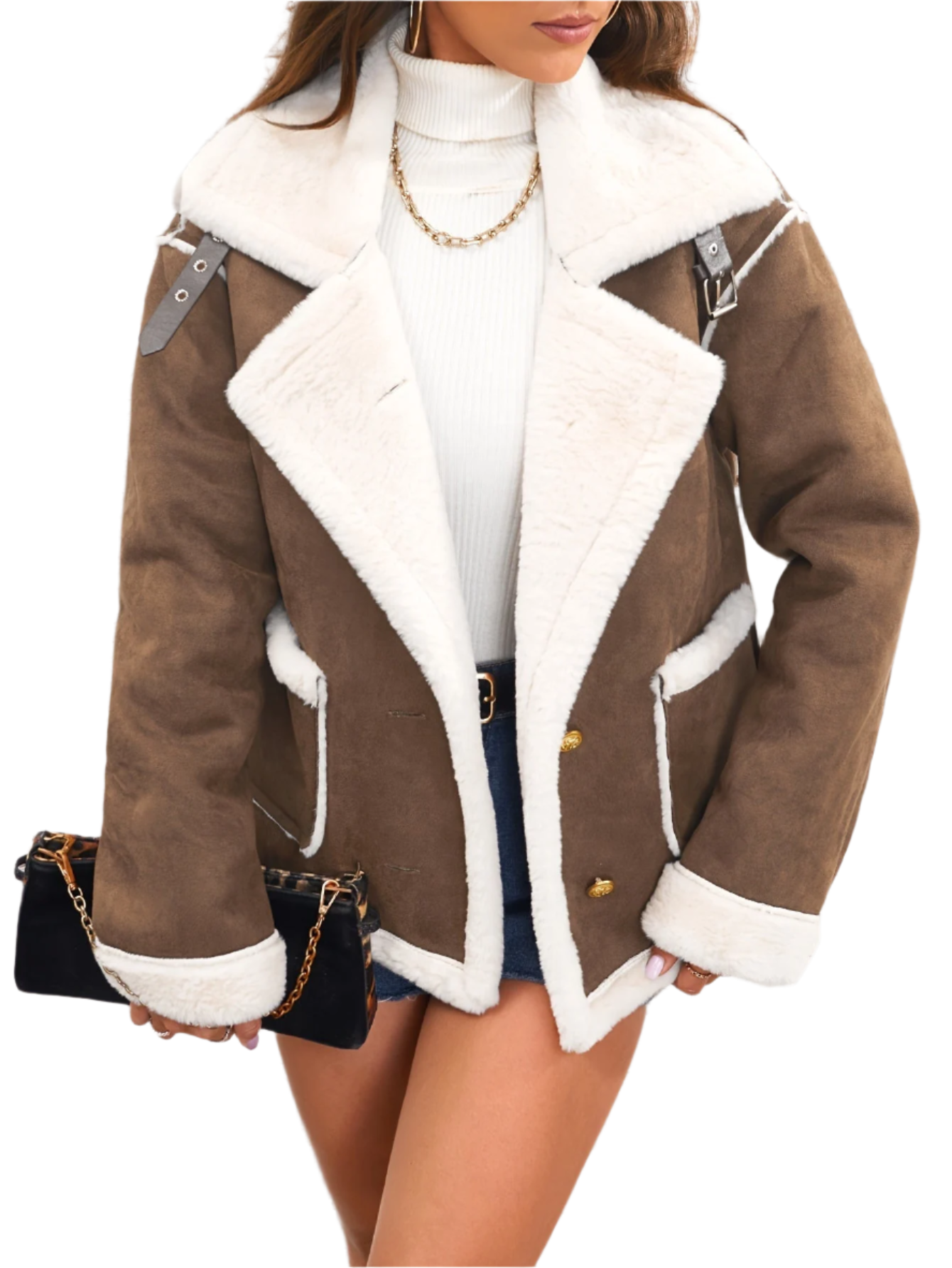 Street-wave Teddy Winter Coat For Women Cozy Plush Faux Fur Collar And Trim Stylish Warmth