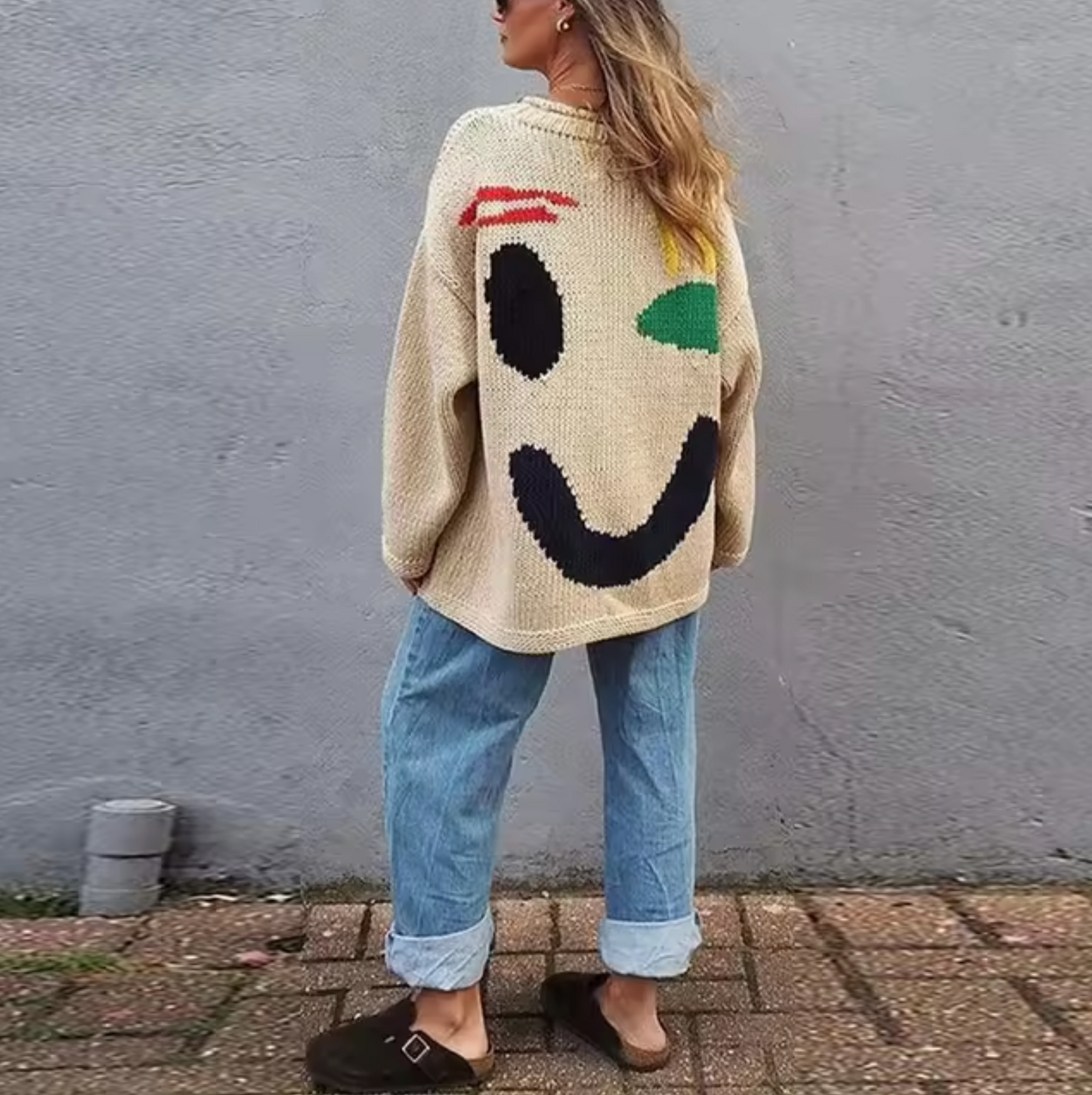 Street-Wave Oversized Cotton Knit Sweater For Women Comfort