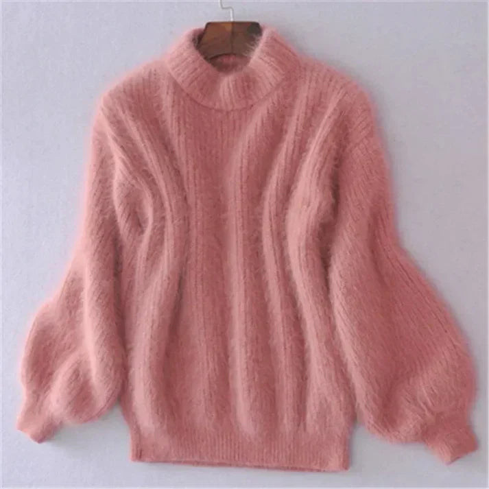 Street Wave Weinlese Angora Pullover For Women Ultra Soft Cozy Knit With Flowy Sleeves