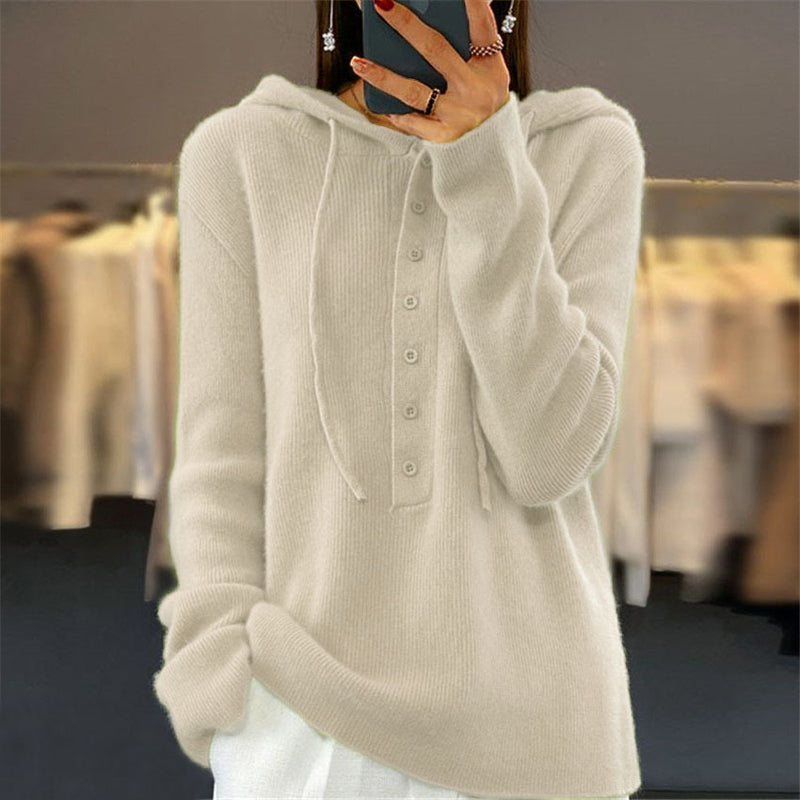 Street-Wave Cozy Hooded Sweatshirt Unisex All Season Knit Cotton-Acrylic Blend For Casual Wear