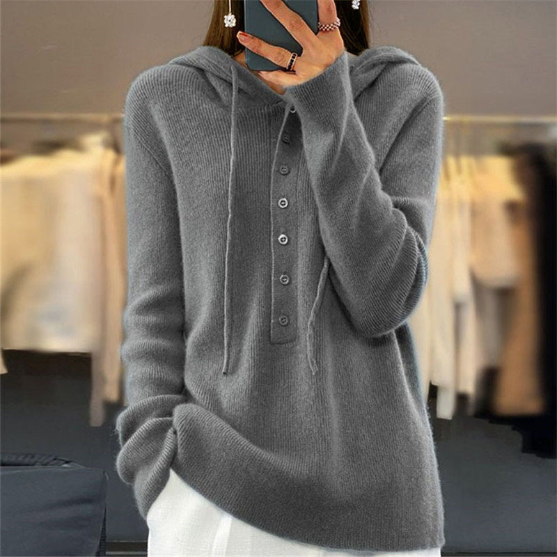 Street-Wave Cozy Hooded Sweatshirt Unisex All Season Knit Cotton-Acrylic Blend For Casual Wear