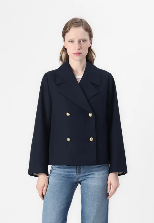 Street Wave Classic Women Peacoat With Long Sleeves Double Breasted Timeless Elegance