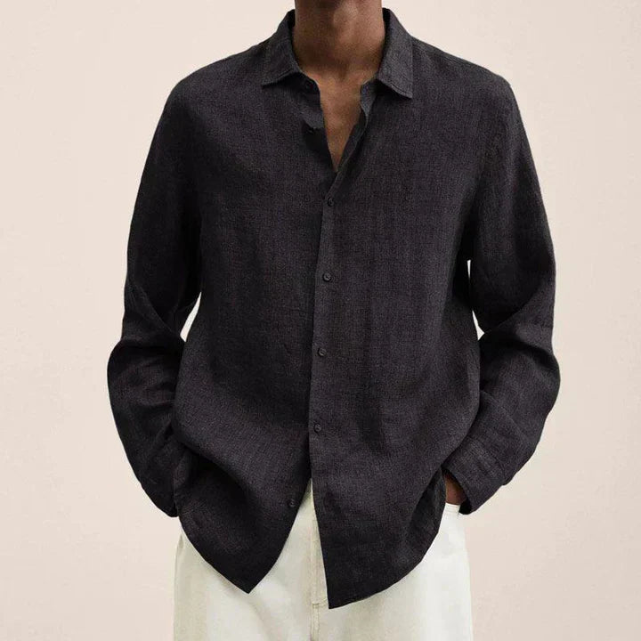 Street Wave Men's Lightweight Linen Shirt Breathable Essential Classic Fit