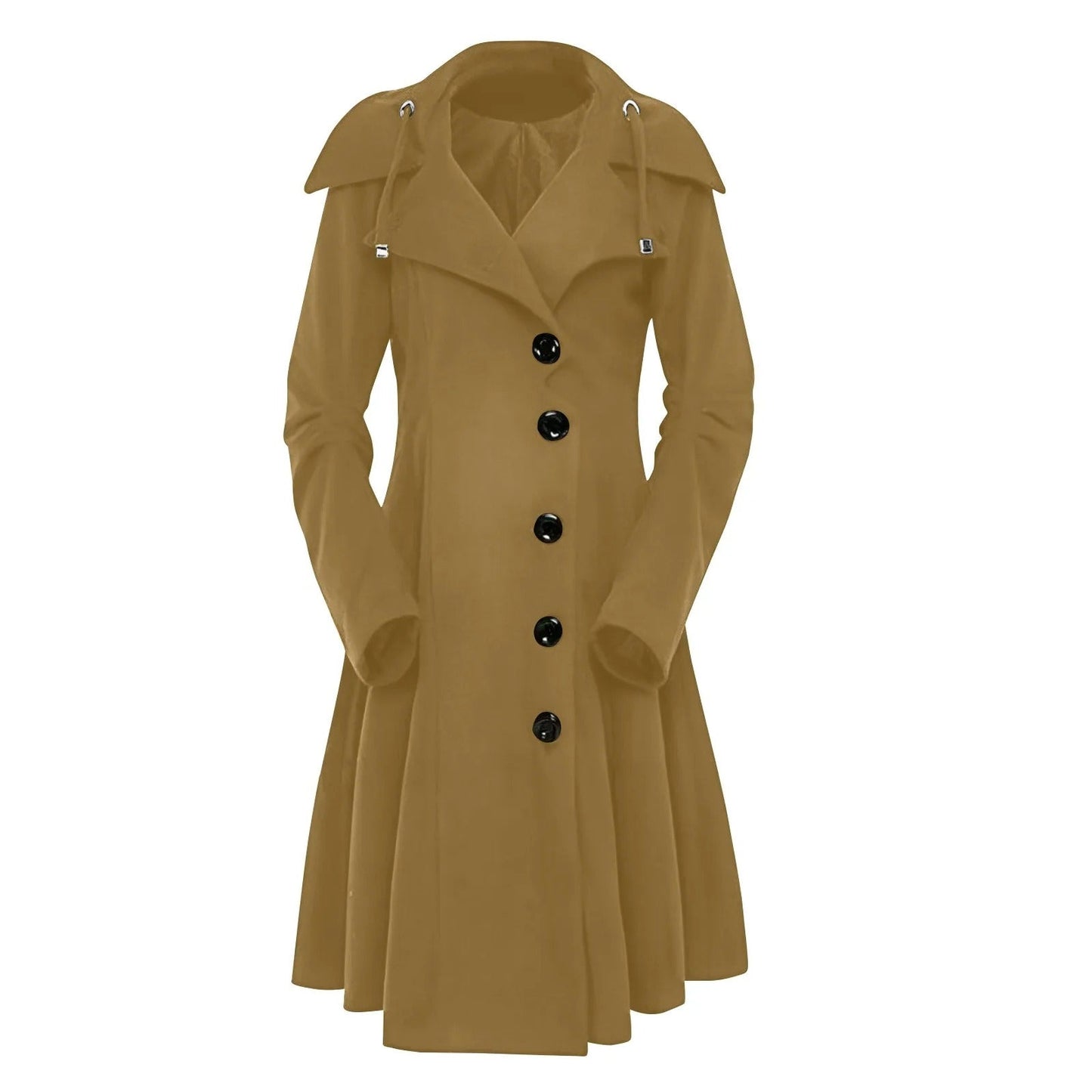 Street Wave Burgundy Hooded Trench Coat For Women Elegant Windproof Weatherproof Coat With Tailored Fit