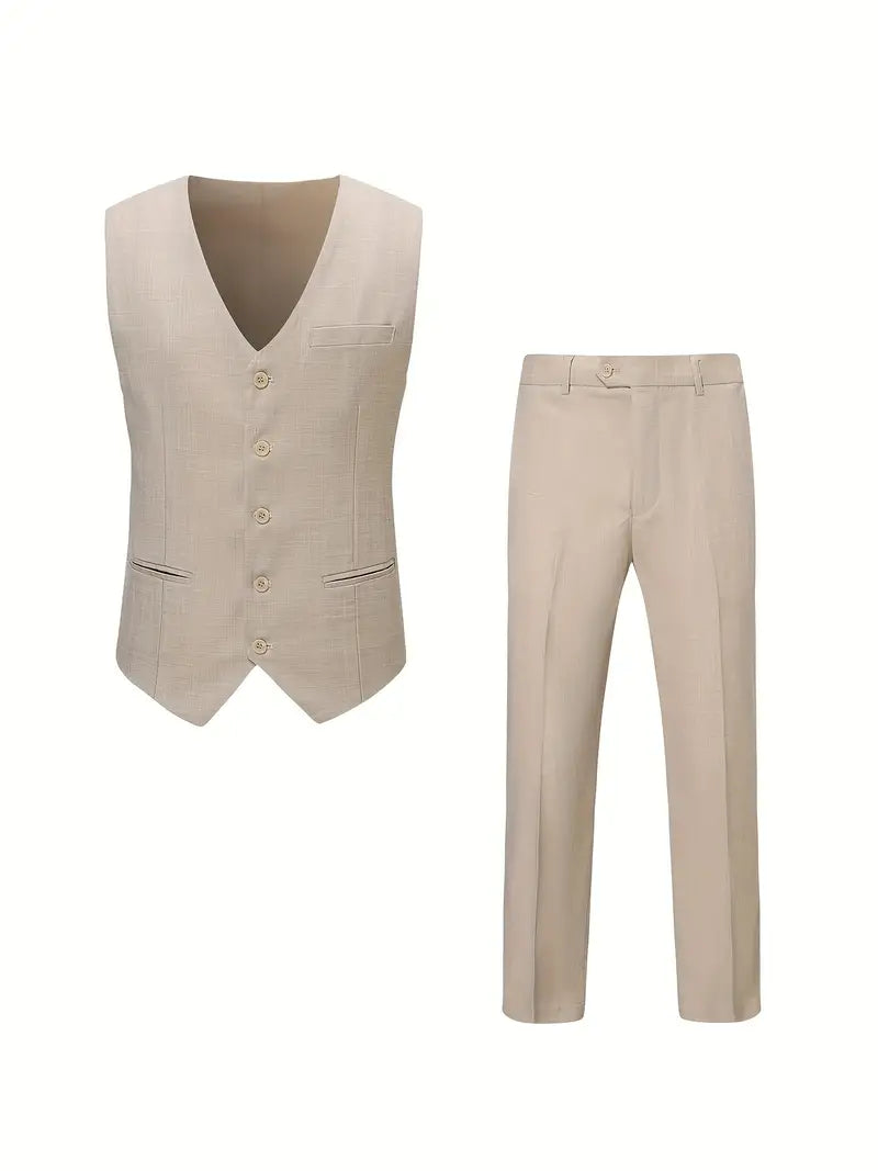 Streetwave Mens Green Vest And Trousers 2 Piece Suit Set For Formal Occasions Elegant And Versatile