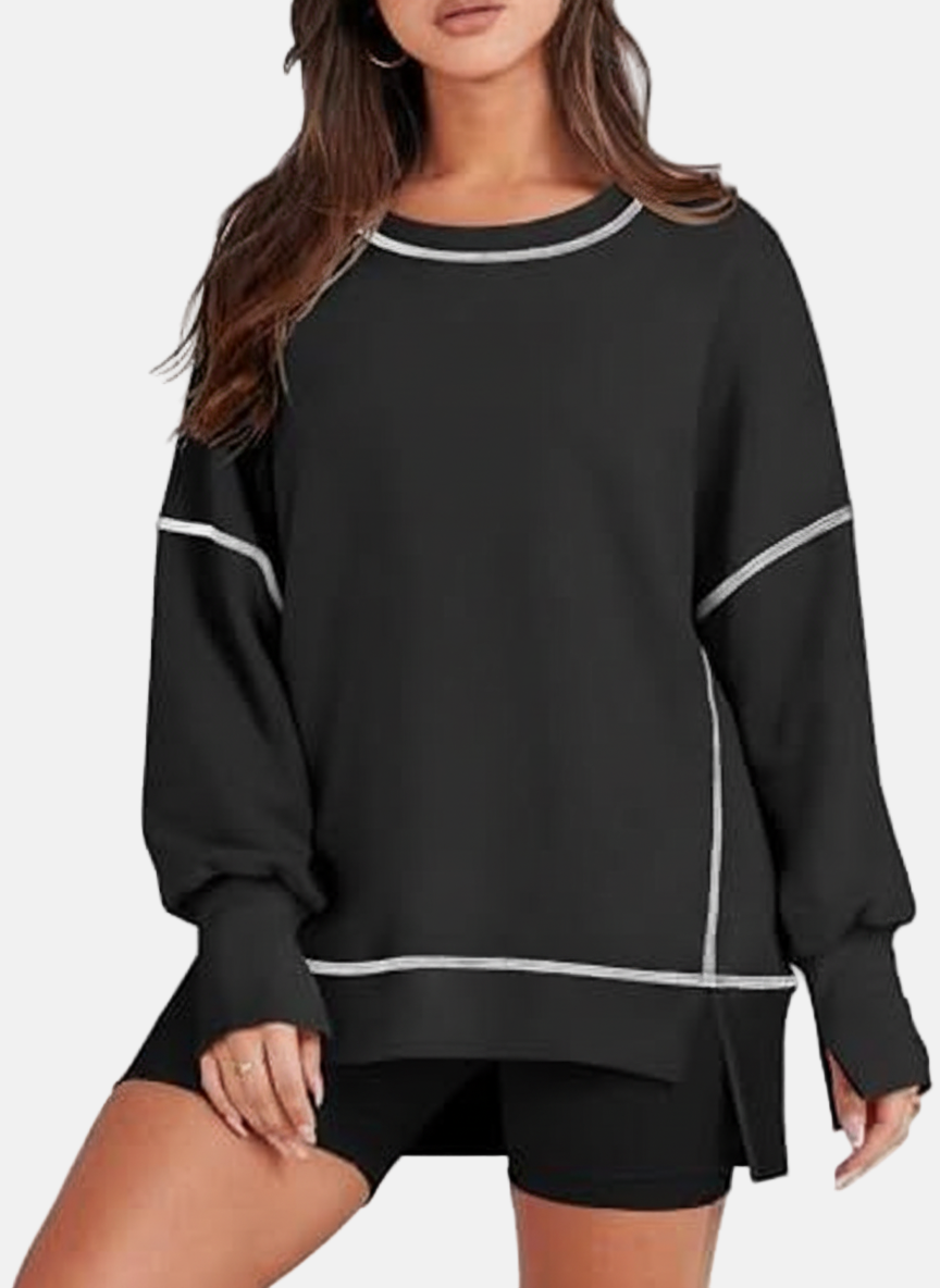 Oversized Sweatshirt Women Street Wave Relaxed Fit SideSlit