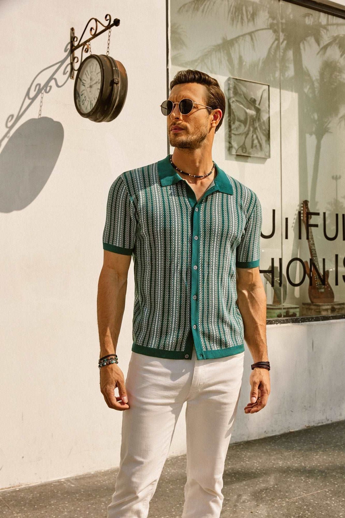 Street Wave 70s Retro Striped Shirt For Men Vintage Style Bold Pattern Everyday Fashion