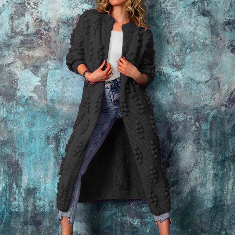 Streetwave Cozy Pom Pom Knit Cardigan For Women Long Warm Coatigan Stylish Autumn Essential