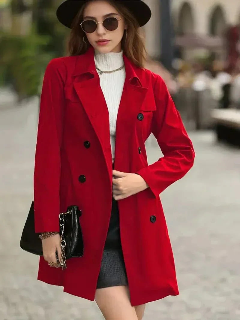 Street Wave Tailored Coat With Bow Back Detail Mid Length Long Sleeves For Women