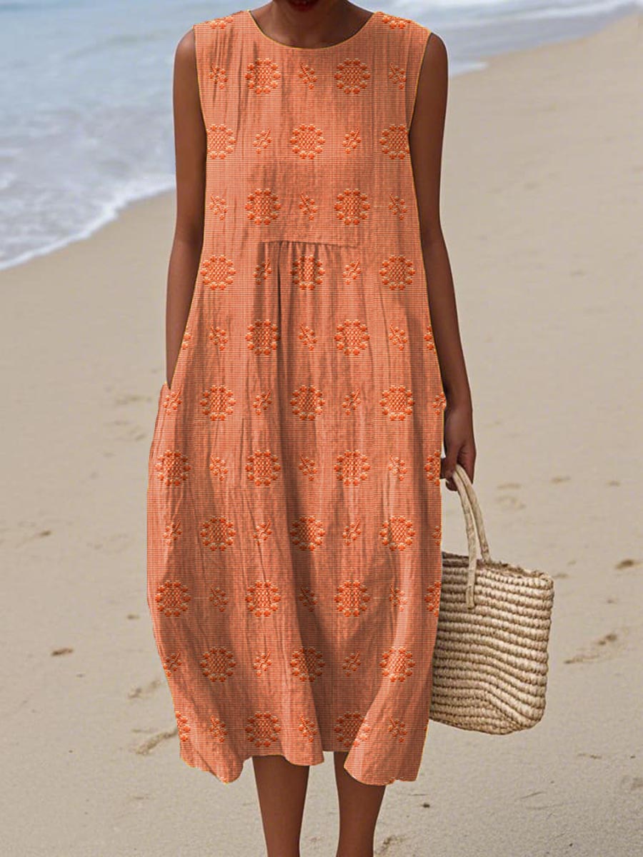 Street-Wave Olivia Textured Midi Dress For Women Breezy Beach Ready