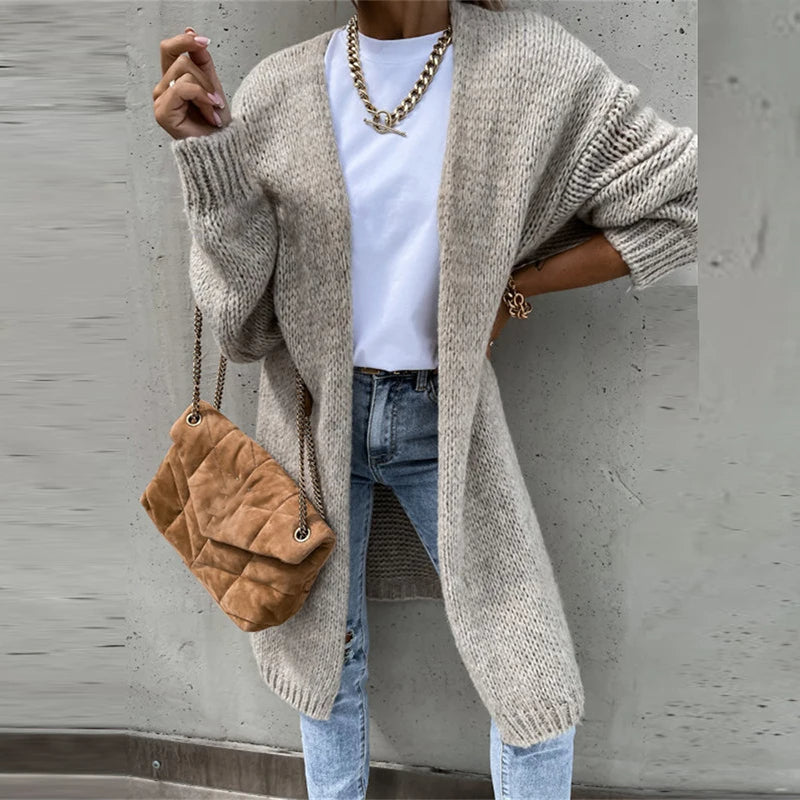 Street-Wave Cashmere Cardigan For Women Mid Length Luxurious Soft Warmth And Elegant Layering