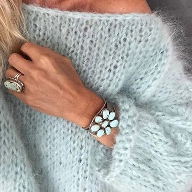 Street-Wave Luxe Mohair Pullover Oversized Cozy Knit For Women Soft Pink Wardrobe Essential