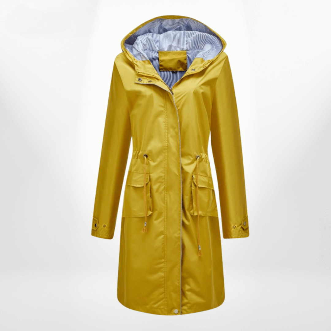 Street Wave Waterproof Knee Length Trench Coat For Women Lightweight Rain Shield