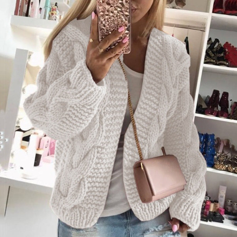 Street-Wave Cozy Chunky Knit Cardigan For Women Oversized Cable Knit Layering Essential Wardrobe Staple