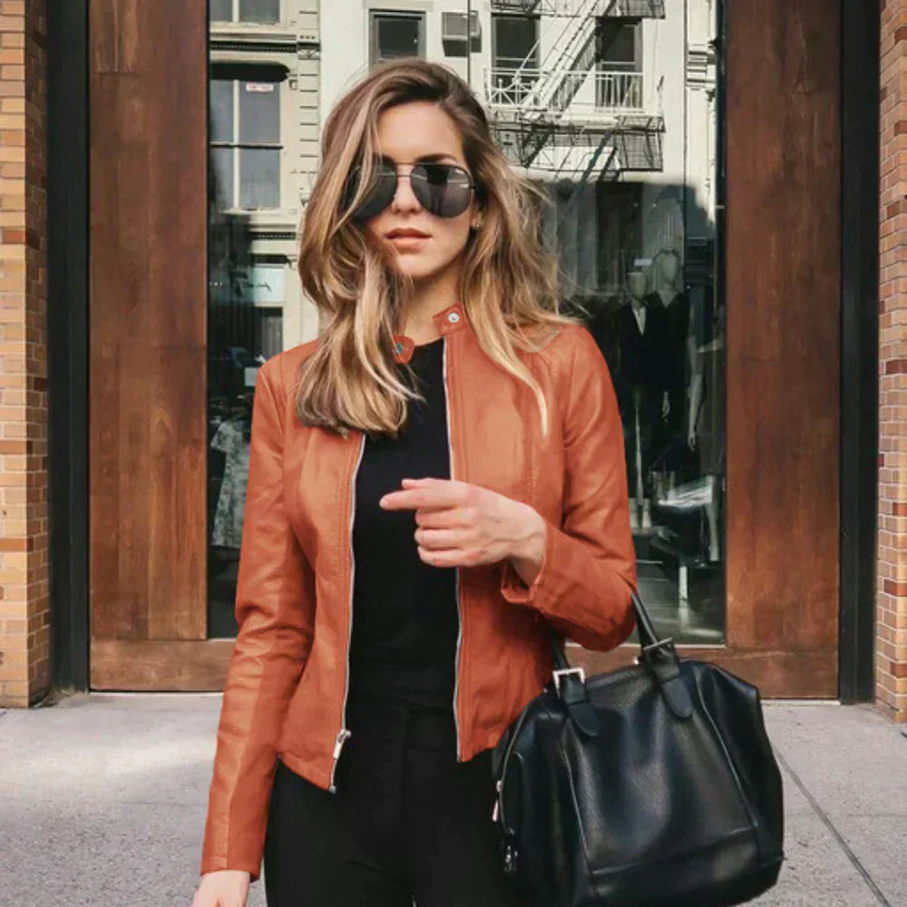 Street-Wave Abigail Italian Leather Biker Jacket For Women Premium Soft Leather Figure Hugging Fit