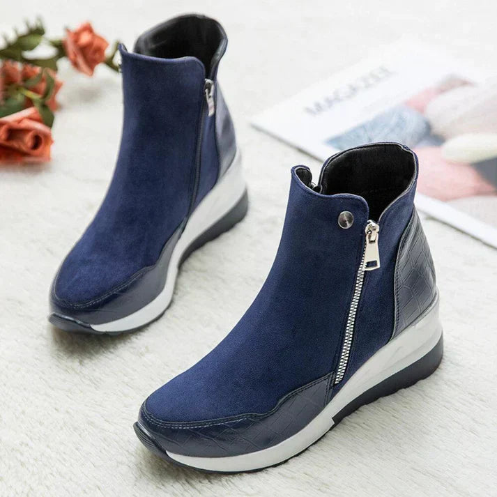 Street-wave Womens Ankle Boots Zipper Suede Leather Comfort Fit Everyday Style