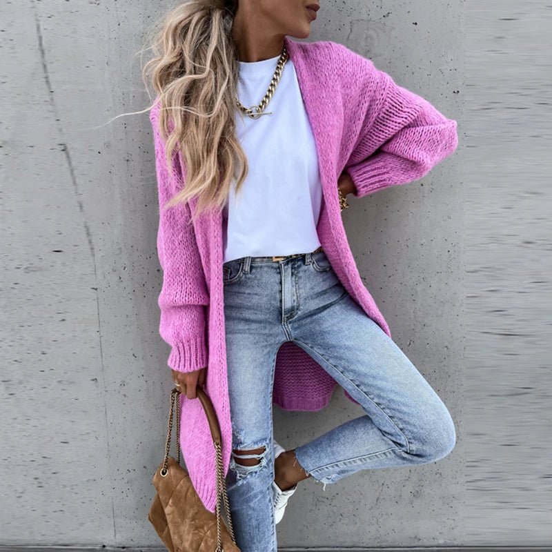 Street-Wave Cashmere Cardigan For Women Mid Length Luxurious Soft Warmth And Elegant Layering