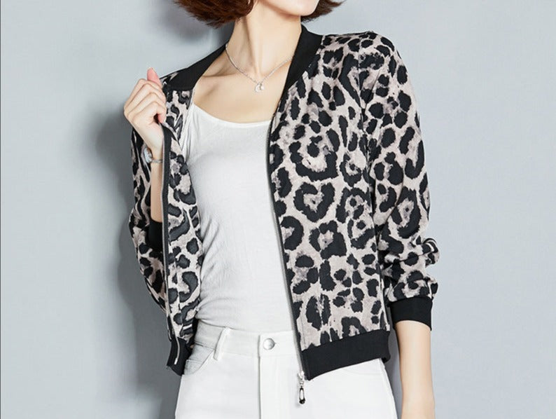 Avelena Leopard Print Short Bomber Jacket For Women Trendsetting Streetwear Chic Statement