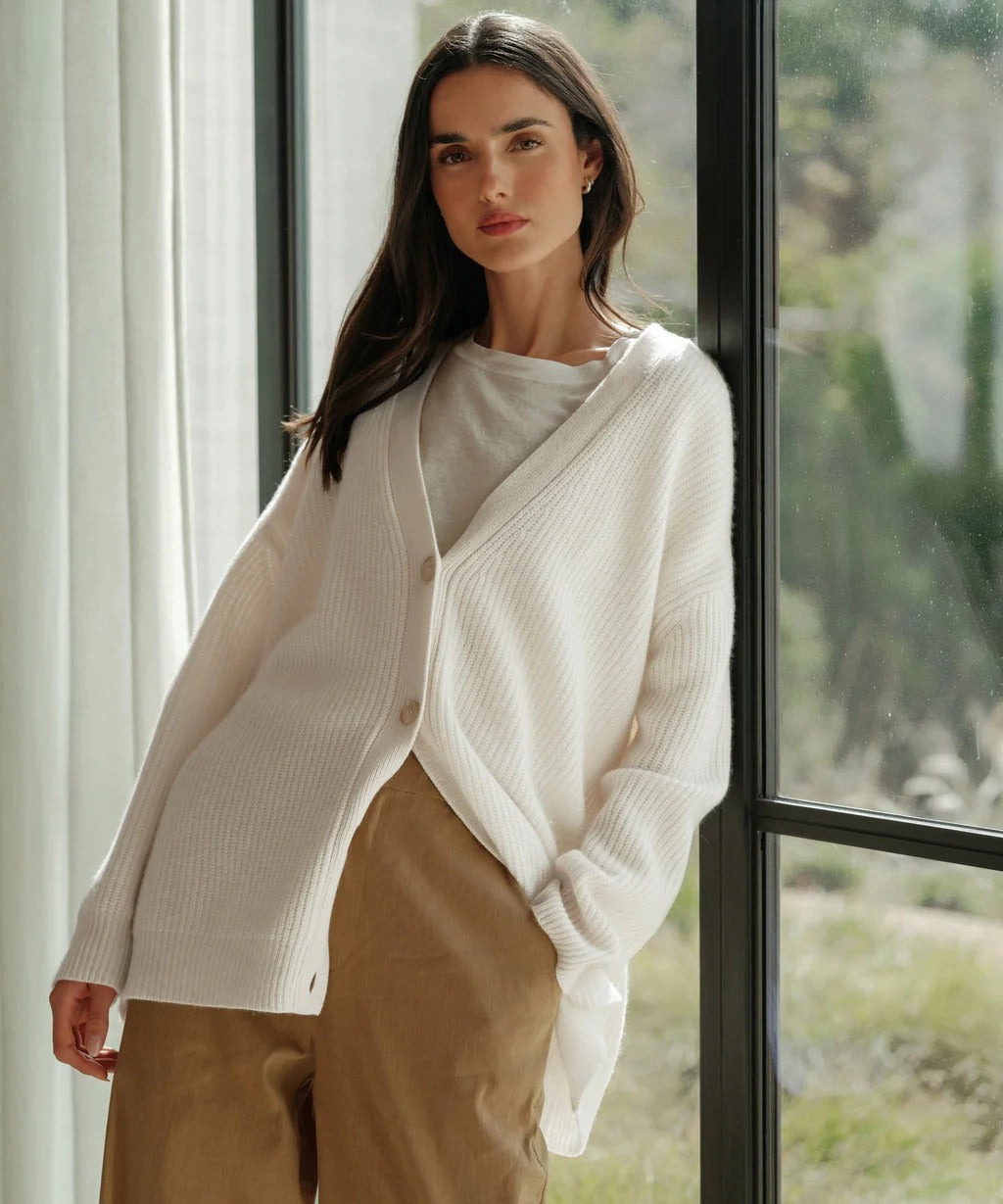 Street-wave Cashmere Cocoon Cardigan For Women Luxurious Soft Oversized Knit With Button Front