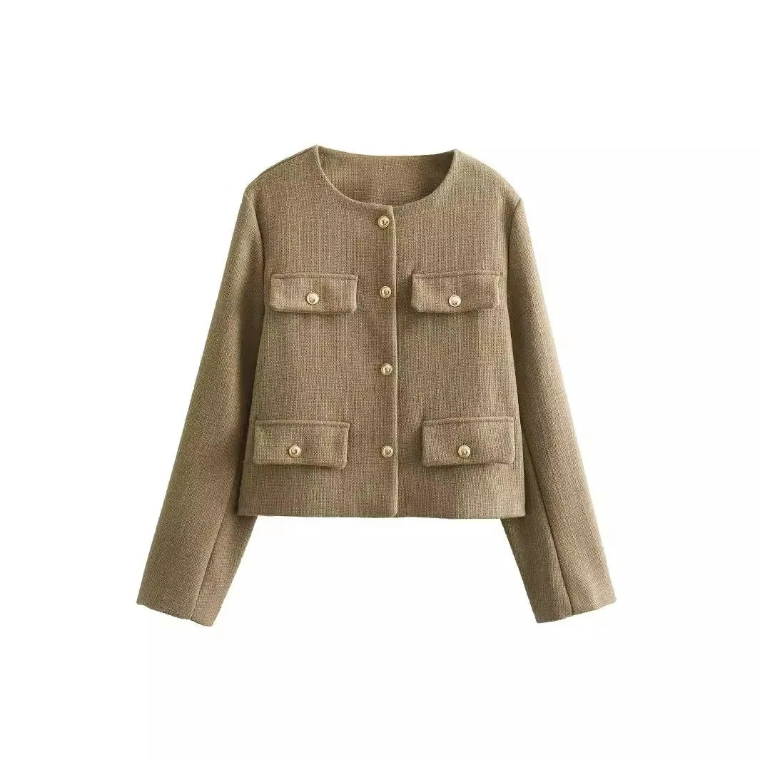 Street-wave Elegant Women's Blazer Jacket With Structured Design And Button Details