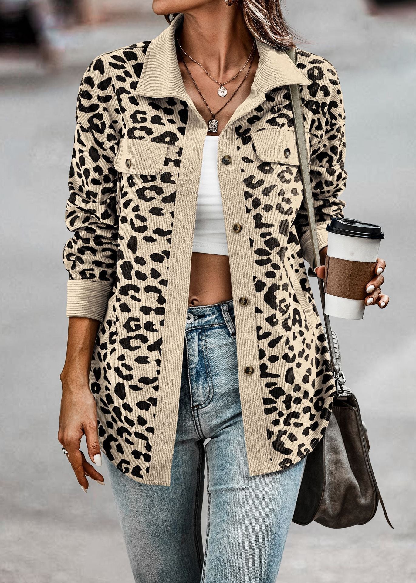 Street-Wave Leopard Print Shirt Jacket For Women - Modern Pattern, Bold Style, Fashion-Forward Outerwear