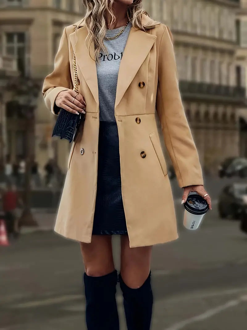 Street-wave Double Breasted Coat For Women Warmth And Timeless Elegance With Premium Materials