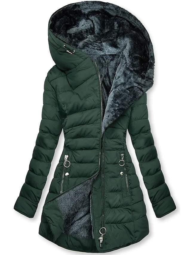 Street-wave Luxury Puffer Coat For Women With Cozy Fur Lined Hood And Classic Silhouette For Winter