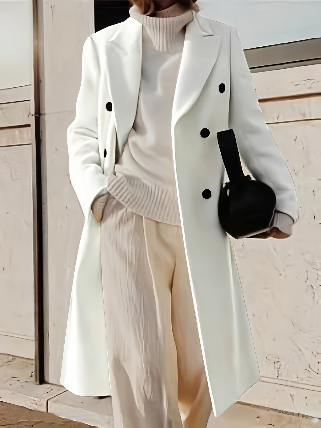 Double Breasted Coat With Lapel Collar Leydora For Women Warm Elegant Winter Outerwear