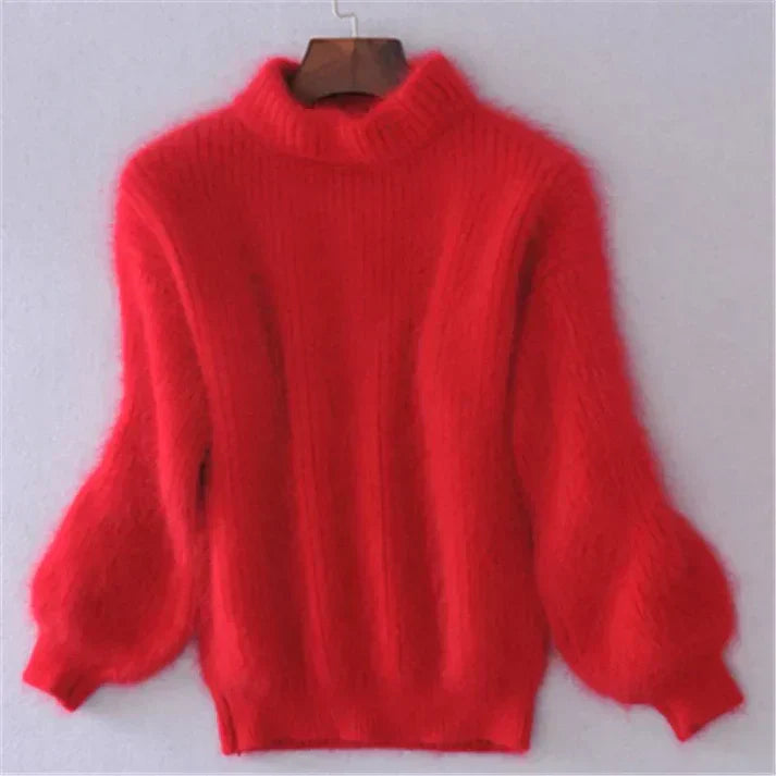 Street Wave Weinlese Angora Pullover For Women Ultra Soft Cozy Knit With Flowy Sleeves