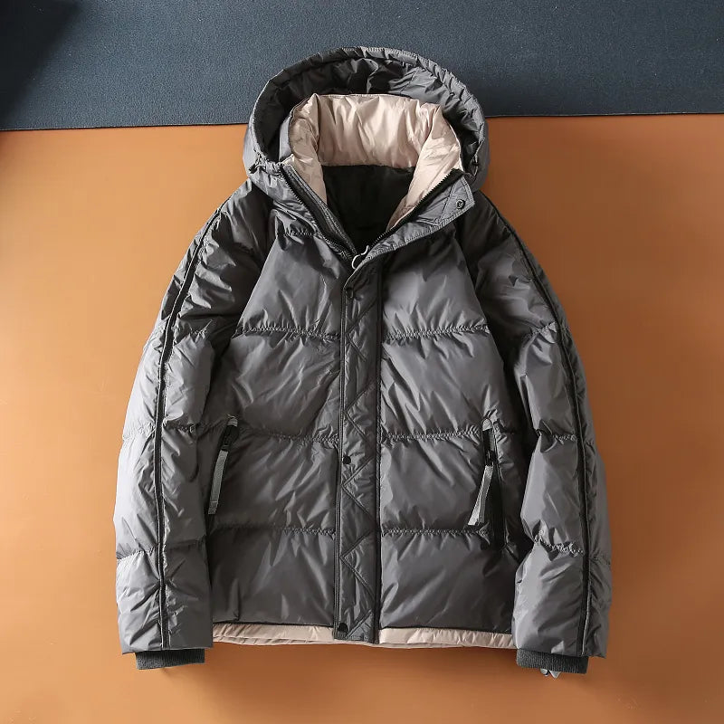 Street-Wave Waterproof Puffer Jacket With Hood For Men Warm Insulated Winter Coat