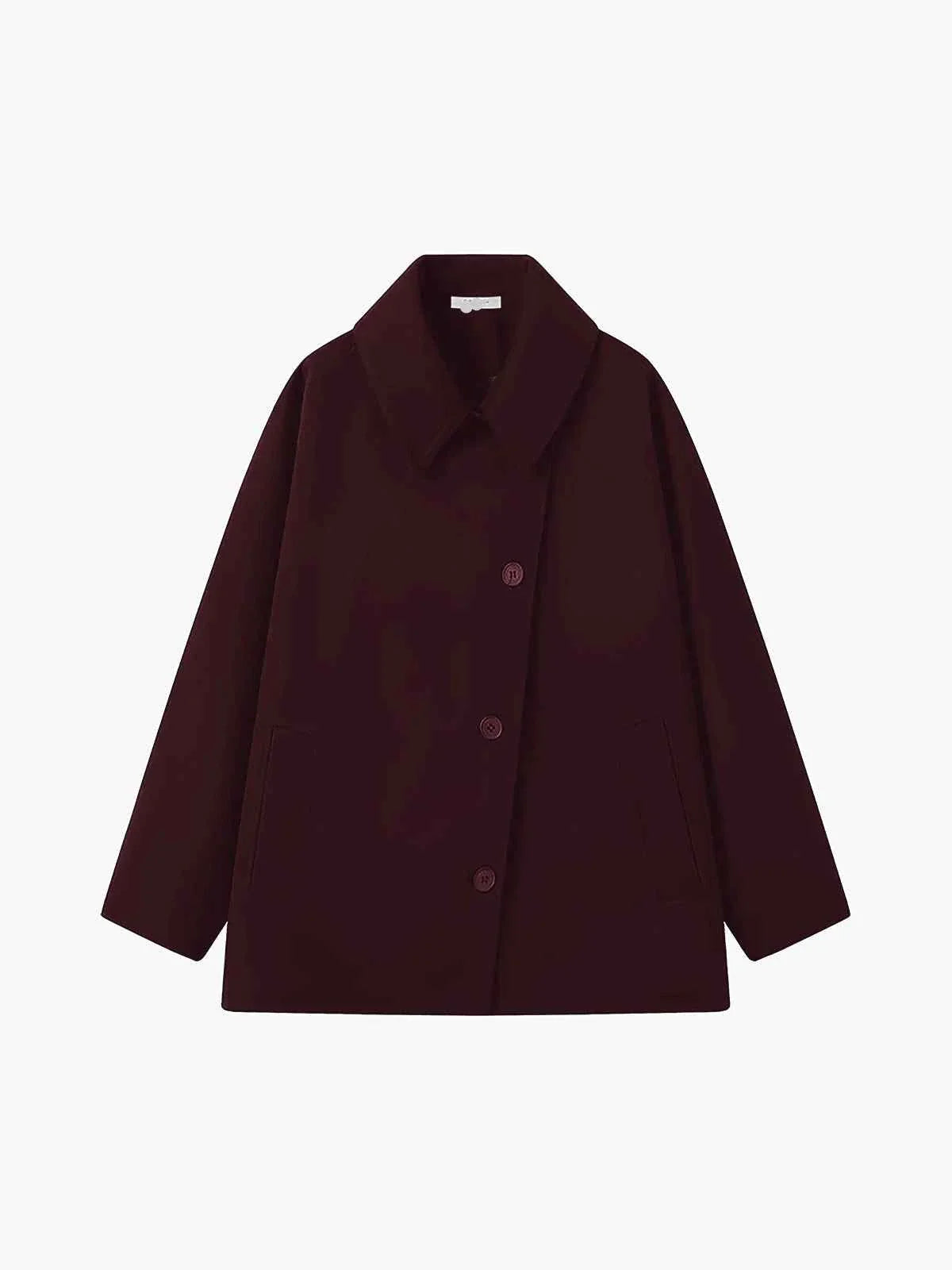 Street Wave Oversized Camel Wool Coat With Lapel Collar And Asymmetric Button Closure For Women