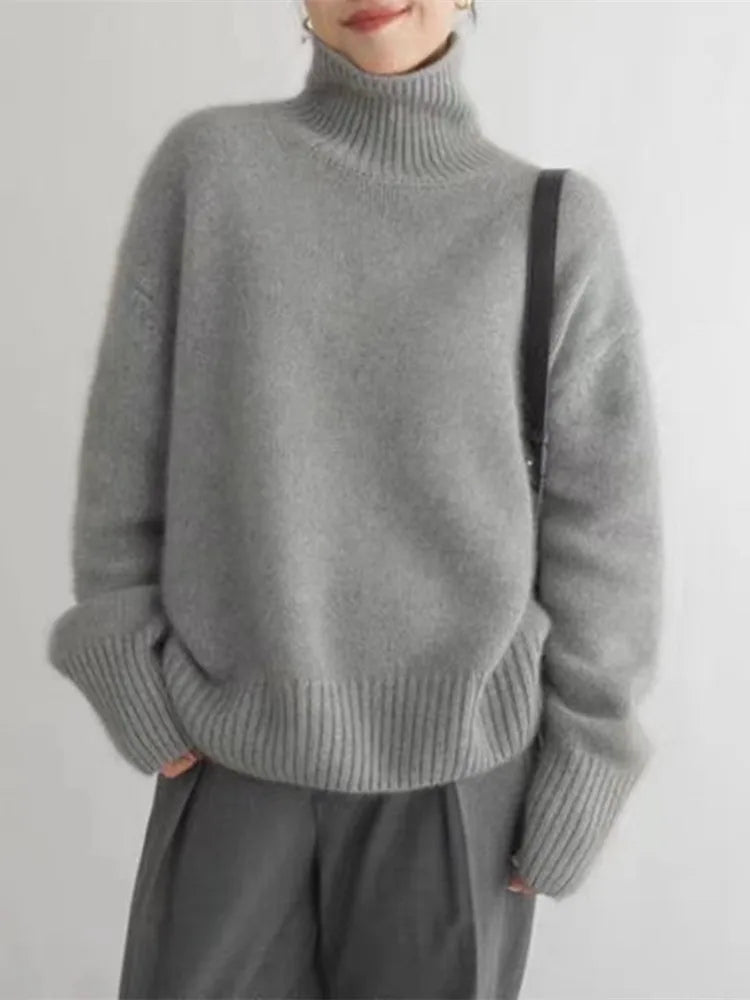 Street-Wave Cozy Soft Knit Turtleneck Sweater For Autumn Layering And Daily Comfort