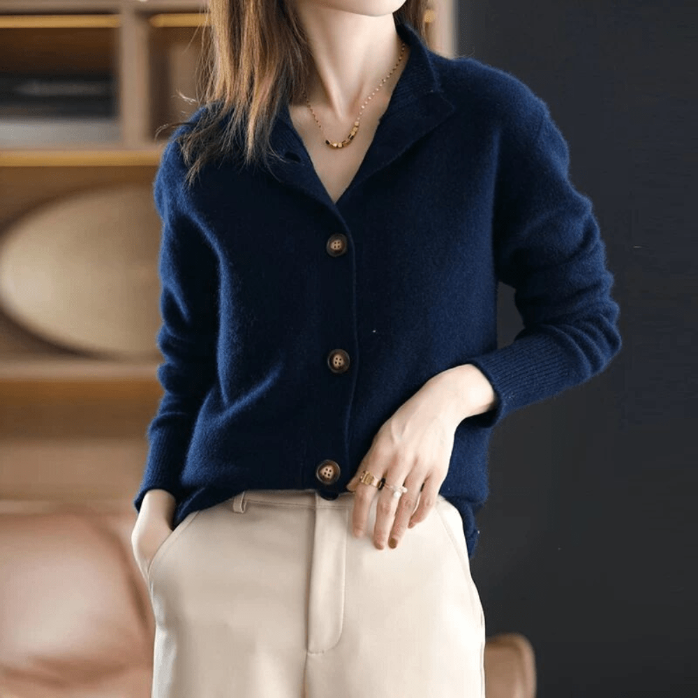 Street-Wave Cashmere Cardigan Knit Pullover For Women Soft Warmth 100 Percent Pure Cashmere