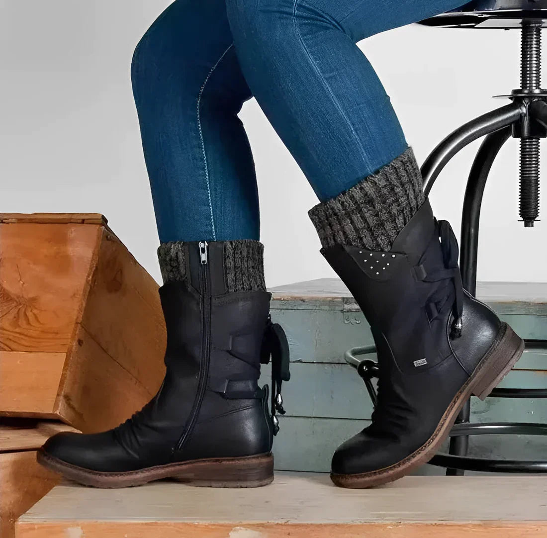 Street-wave Womens Large Size Winter Boots Ankle Style Cozy Warmth Durable Comfort
