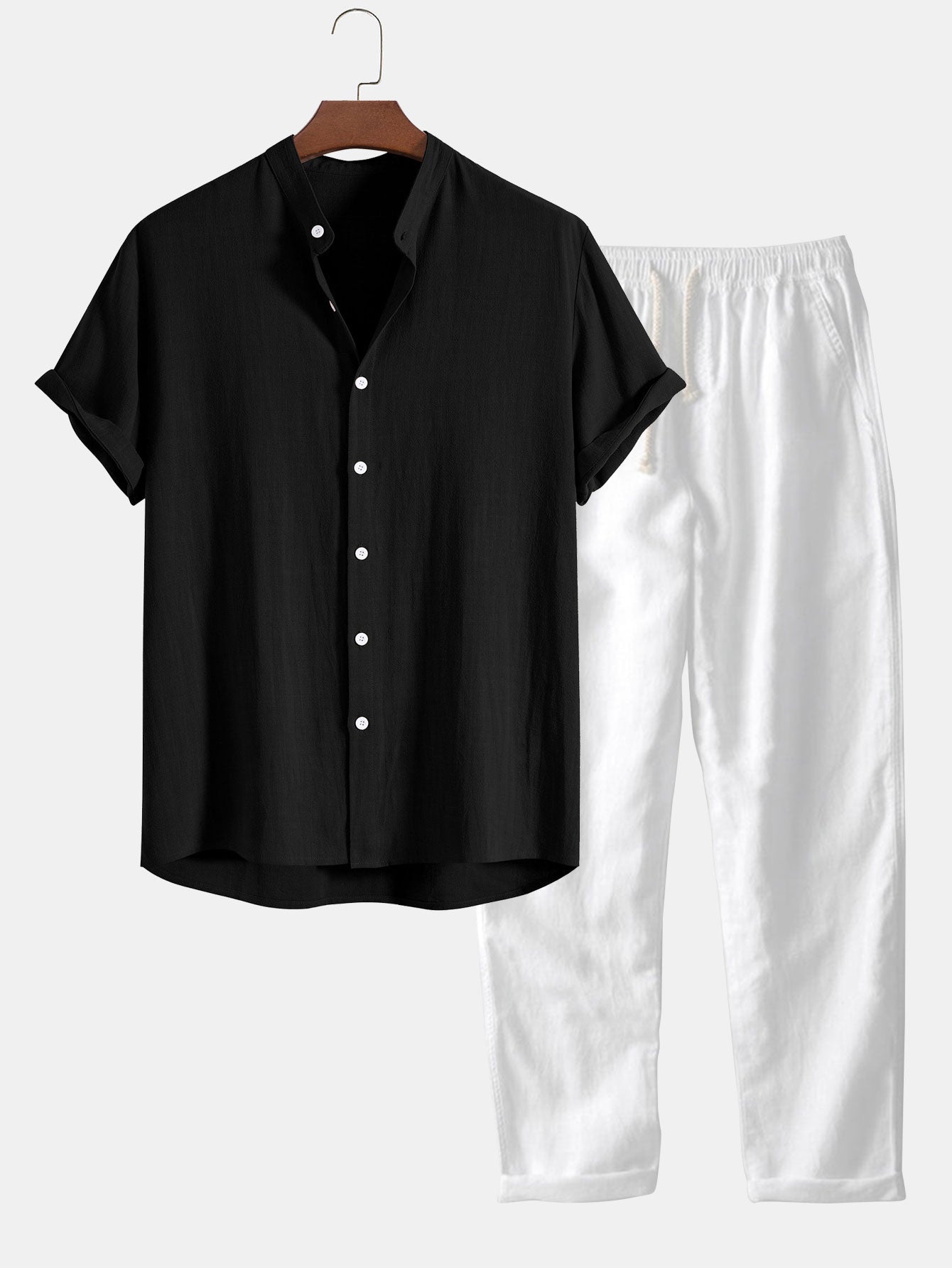 Street Wave Linen Shirt And Pants Set For Men Elegant Comfort For Summer Everyday Versatile