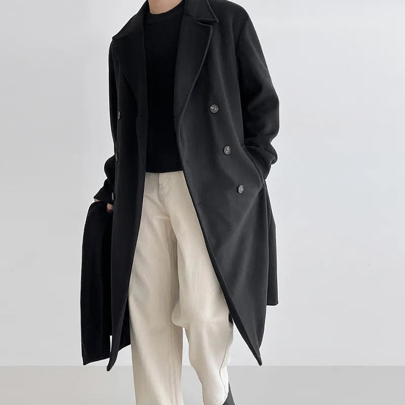 Street-wave Mens Mid-Length Coat for Fall and Winter Modern Elegance and Comfort