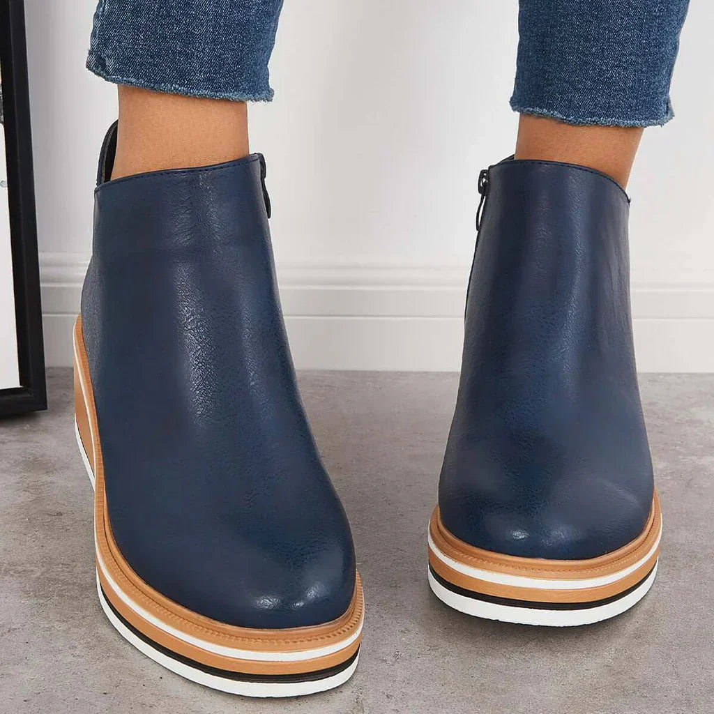 Street-wave Orthopedic Women's Platform Boots With Side Zip For All Day Comfort