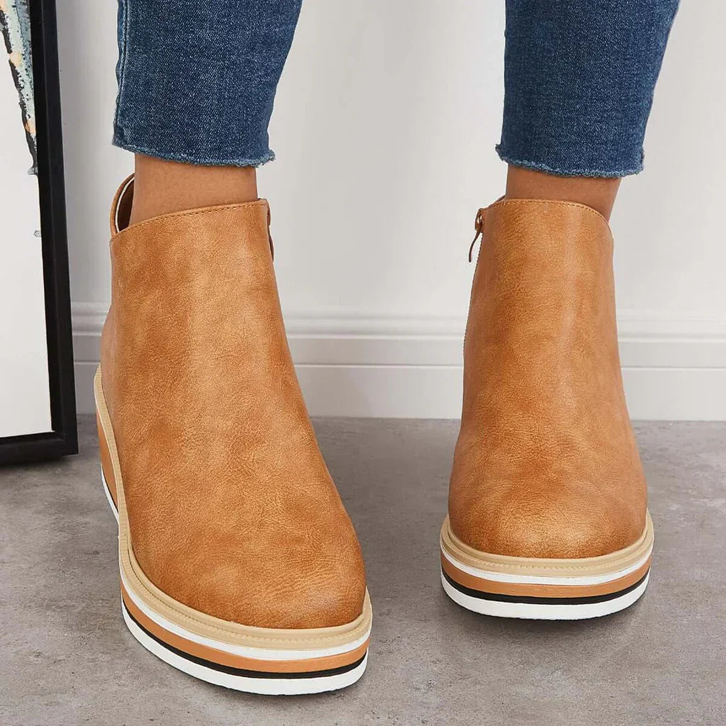 Street-wave Orthopedic Women's Platform Boots With Side Zip For All Day Comfort