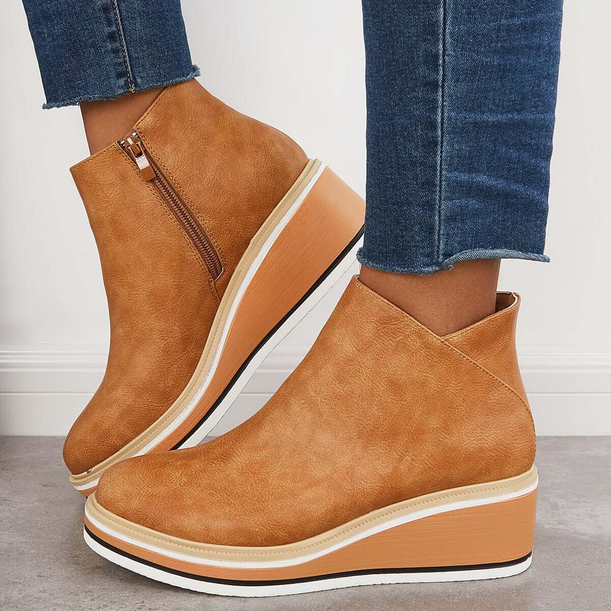 Street Wave Ankle Boots With Zipper And Platform For Women All Day Comfort And Style