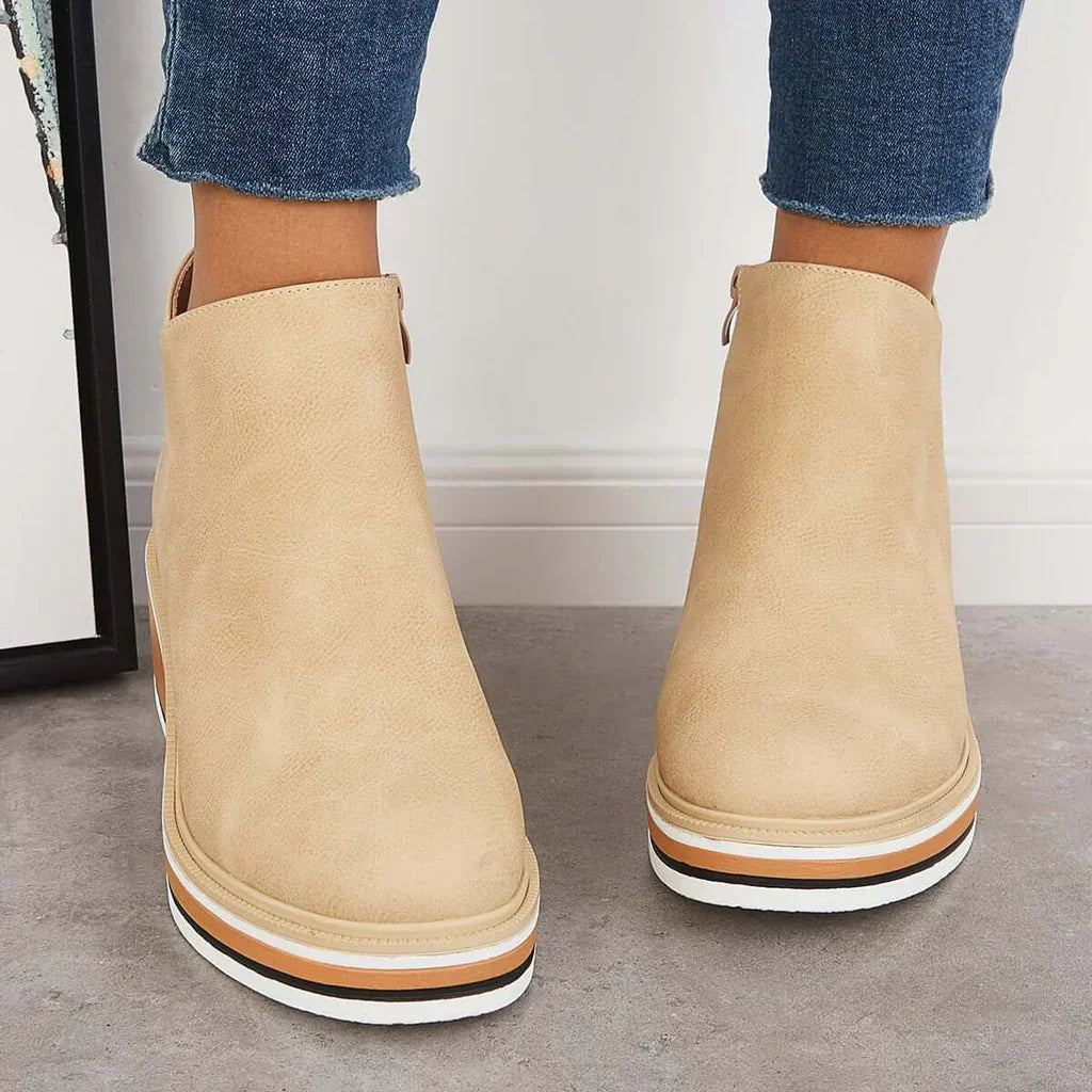 Street-wave Orthopedic Women's Platform Boots With Side Zip For All Day Comfort