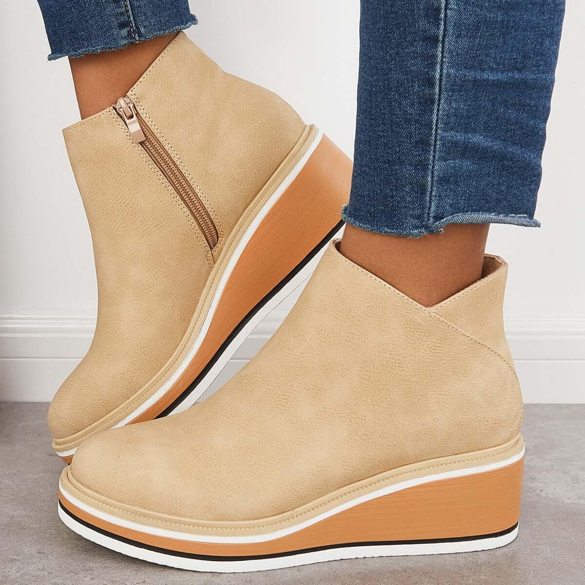 Street Wave Ankle Boots With Zipper And Platform For Women All Day Comfort And Style