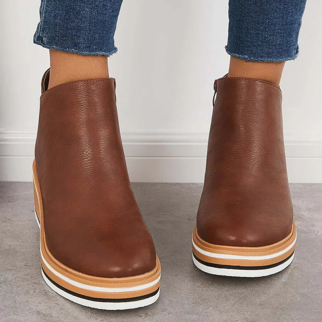 Street-wave Orthopedic Women's Platform Boots With Side Zip For All Day Comfort