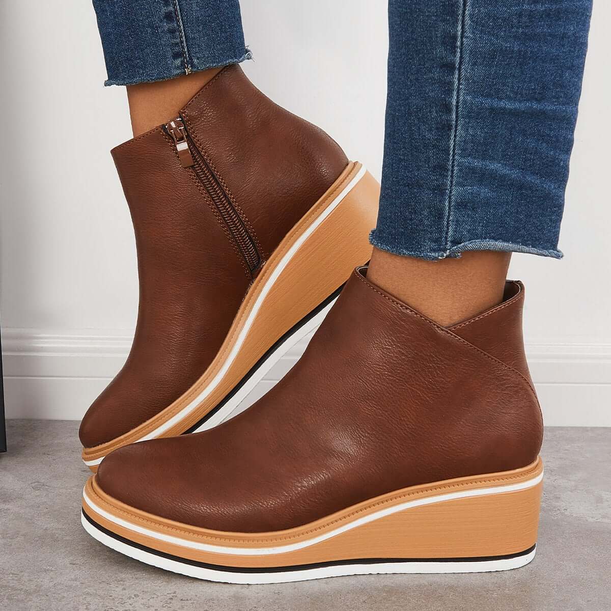 Street Wave Ankle Boots With Zipper And Platform For Women All Day Comfort And Style