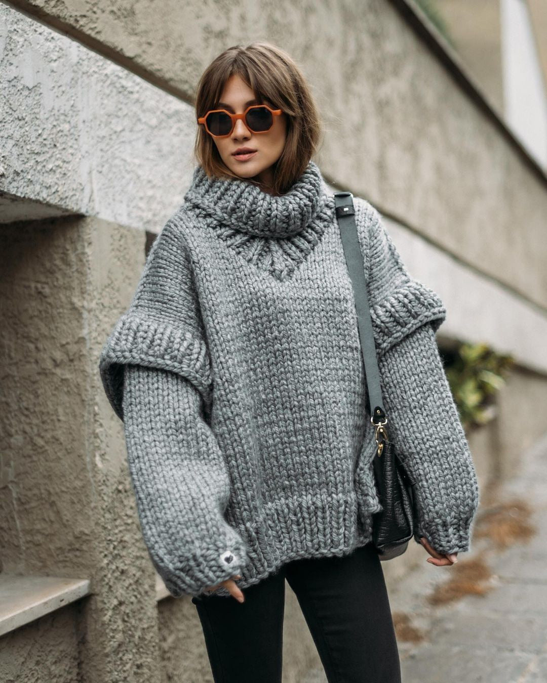 Street-wave Oversize Knit Rollneck Sweater For Women Cozy Chunky Warm Winter Essential