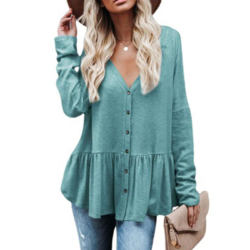 Street-wave Women's Cozy Knit Cardigan With Flowy Ruffle Hem For Versatile Everyday Style