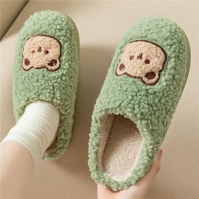 Street Wave Fluffy Bunny Slippers for Women Plush Cozy House Shoes Soft Warm Comfort