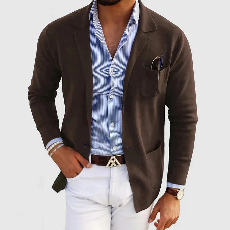 Street-Wave Men's Blazer With Casual Button Pocket Detailing And Notch Lapel For Modern Professionals