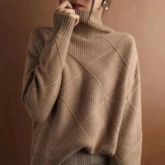 Streetwave Olivia Elegant Turtleneck Sweater For Women With Breathable Comfort And Vintage Design