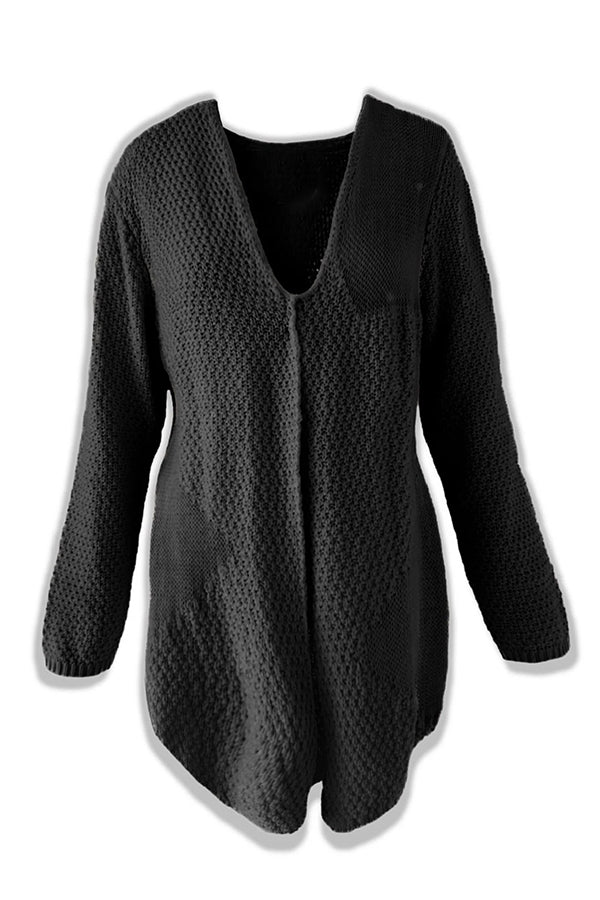 Street-Wave Mid-Length Knit Cardigan With Soft Breathable Comfort And Flattering V-Neck For Casual Weekend Wear