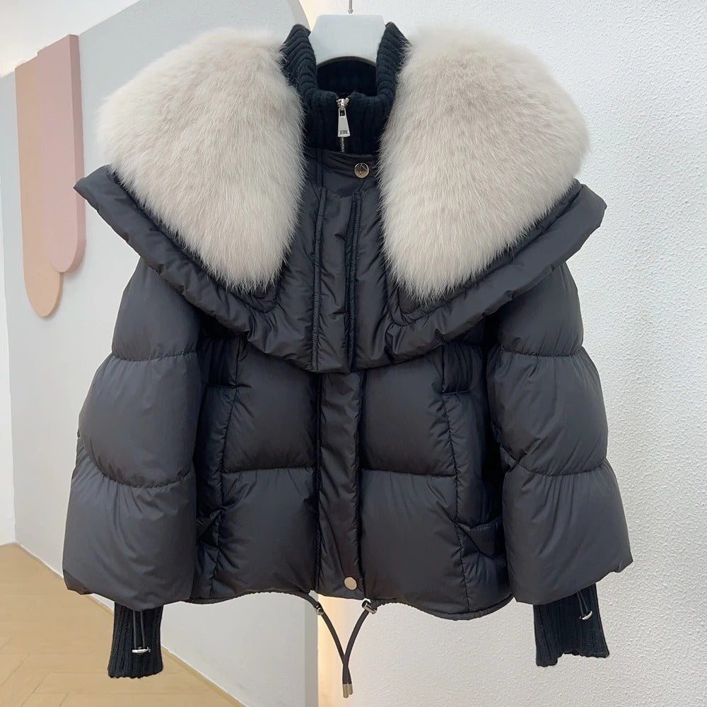 Street Wave Women's Puffer Jacket With Luxurious Fur Collar For Cozy Chic Warmth